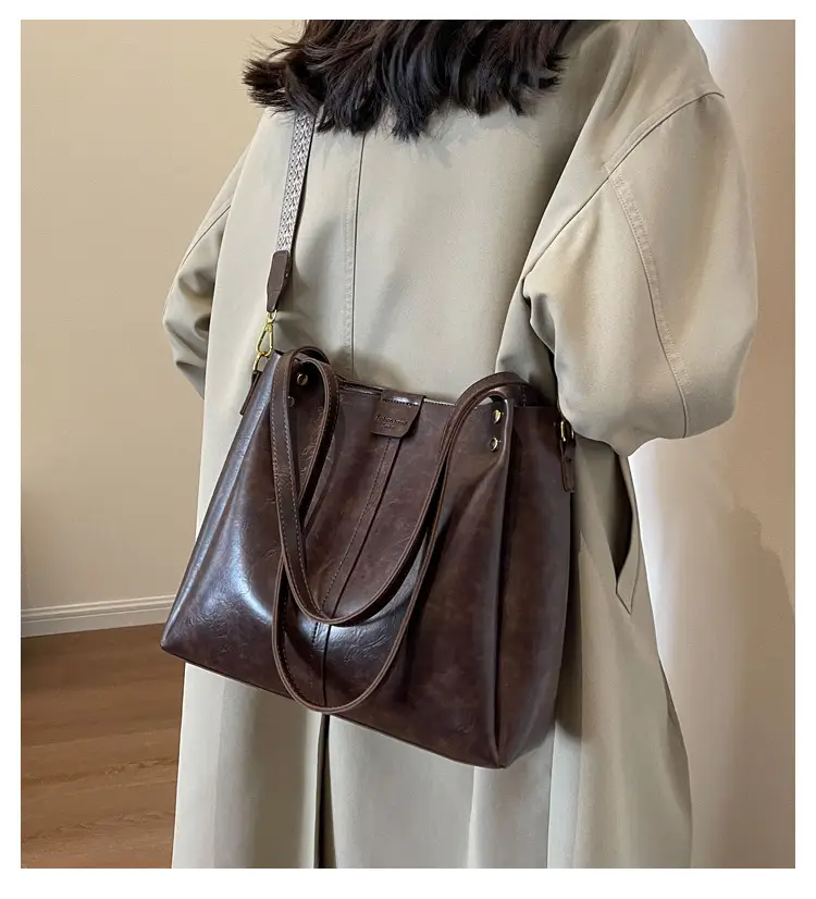 Women's Black Leather Crossbody Tote Bag Large Capacity Autumn Winter — feature 10