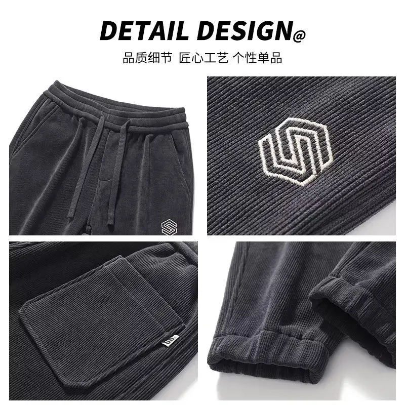 Men's Warm Fleece Sweatpants Black Ankle Tied Winter - Image 9