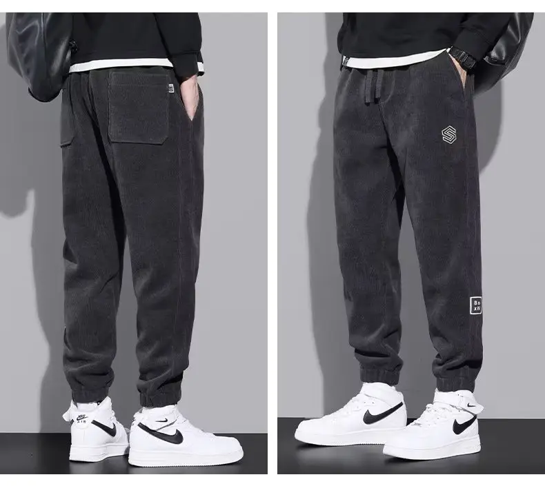 Men's Warm Fleece Sweatpants Black Ankle Tied Winter — feature 11