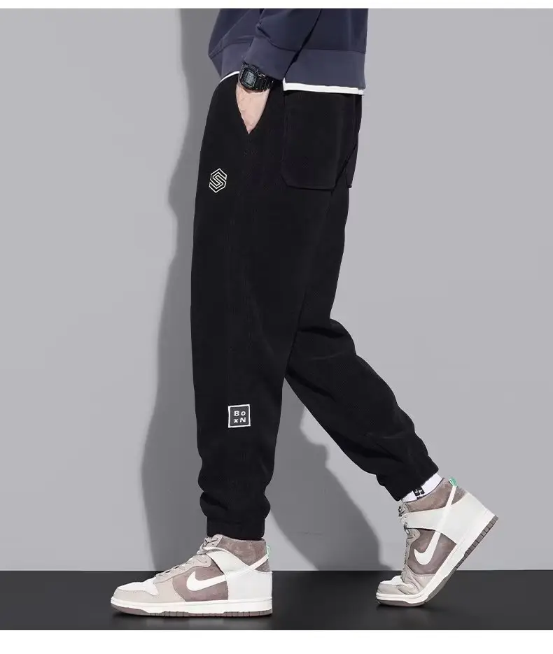 Men's Warm Fleece Sweatpants Black Ankle Tied Winter — feature 15