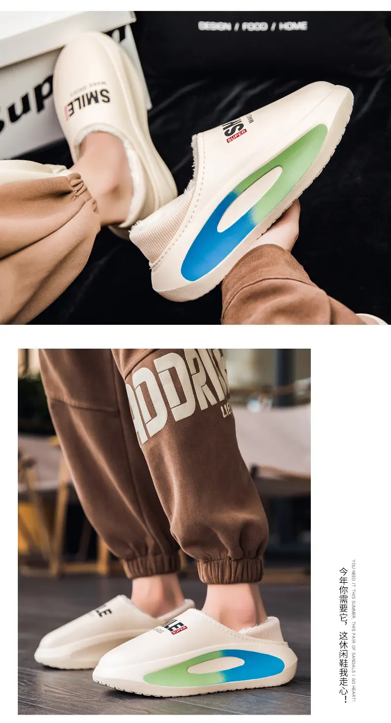 plus size Cotton Slippers Men's Winter Indoor Parent-Child fleece-lined Warm Waterproof Couple's Cotton Slippers Bag with Mao Mao Slippers — feature 10