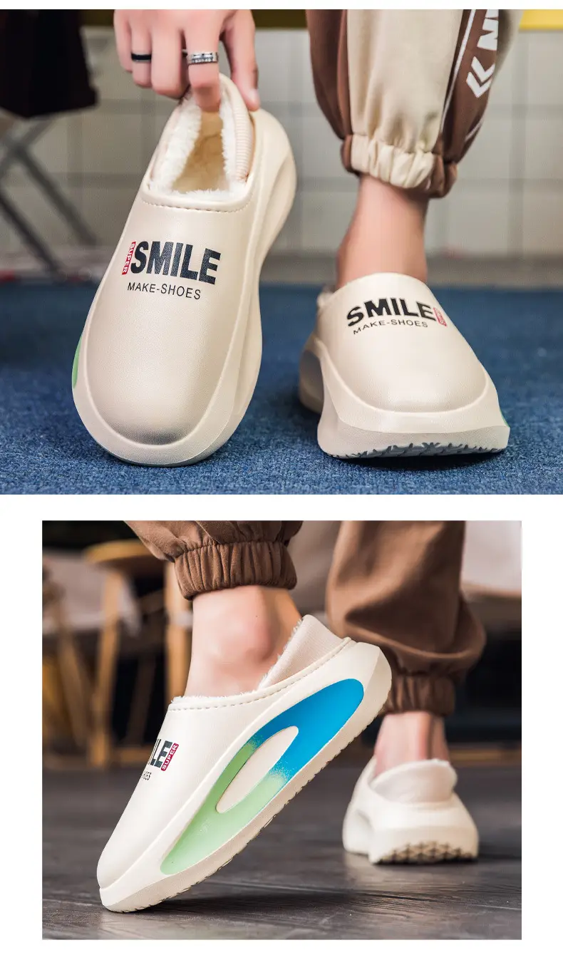 plus size Cotton Slippers Men's Winter Indoor Parent-Child fleece-lined Warm Waterproof Couple's Cotton Slippers Bag with Mao Mao Slippers — feature 11
