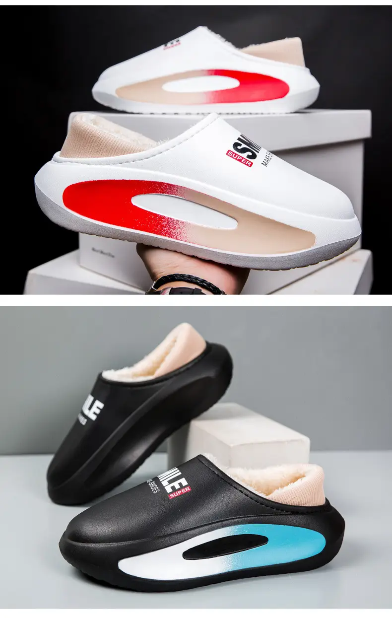 plus size Cotton Slippers Men's Winter Indoor Parent-Child fleece-lined Warm Waterproof Couple's Cotton Slippers Bag with Mao Mao Slippers — feature 12