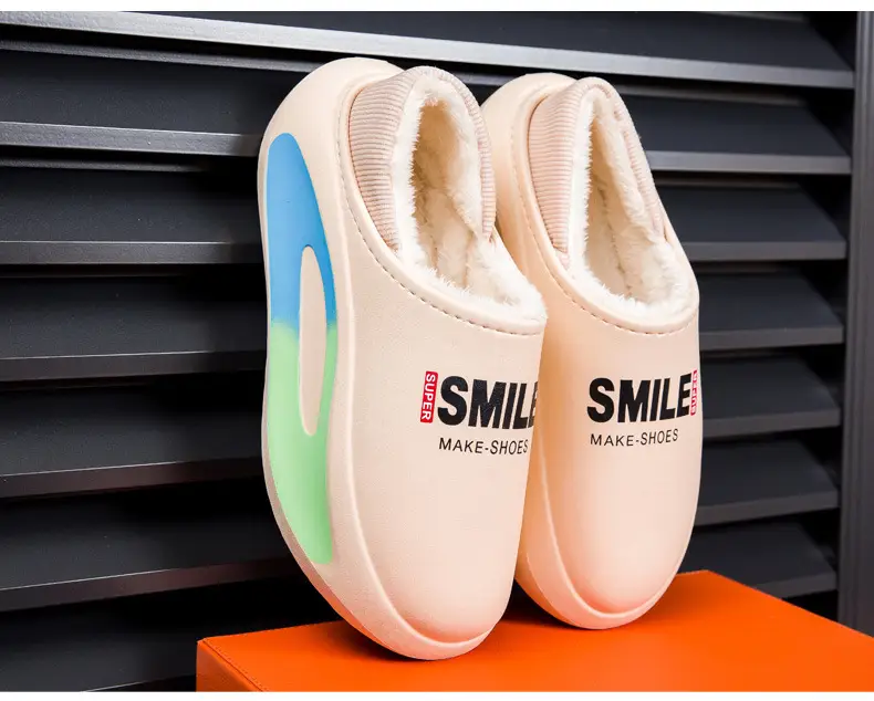 plus size Cotton Slippers Men's Winter Indoor Parent-Child fleece-lined Warm Waterproof Couple's Cotton Slippers Bag with Mao Mao Slippers — feature 13