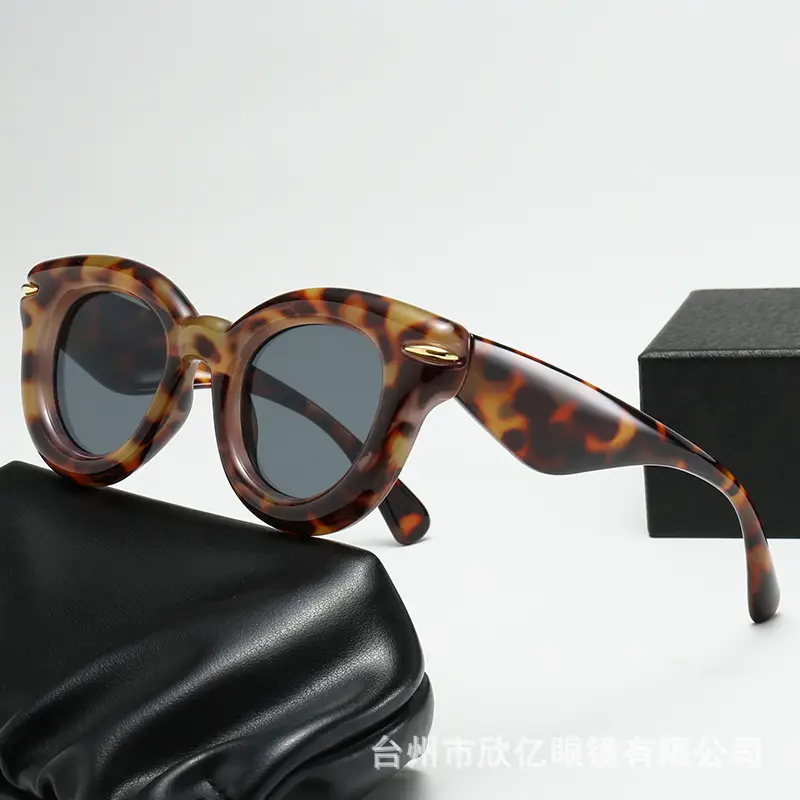 2023 New Cross-Border Round Frame Sunglasses Cream Brown - Image 10
