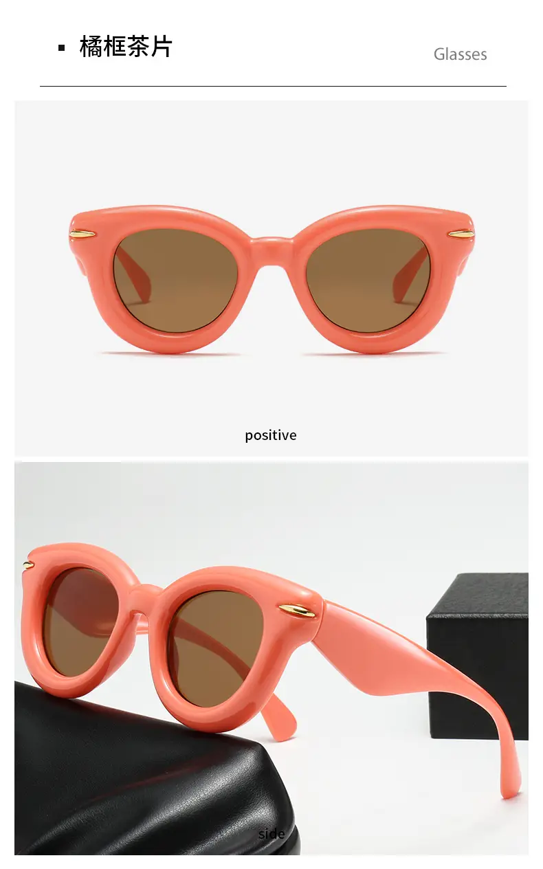 2023 New Cross-Border Round Frame Sunglasses Cream Brown — feature 15