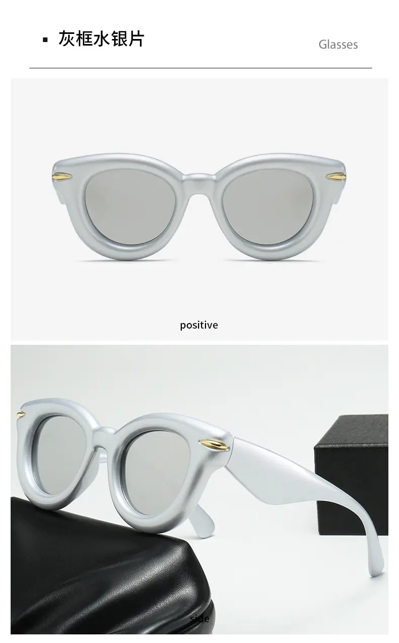 2023 New Cross-Border Round Frame Sunglasses Cream Brown — feature 17