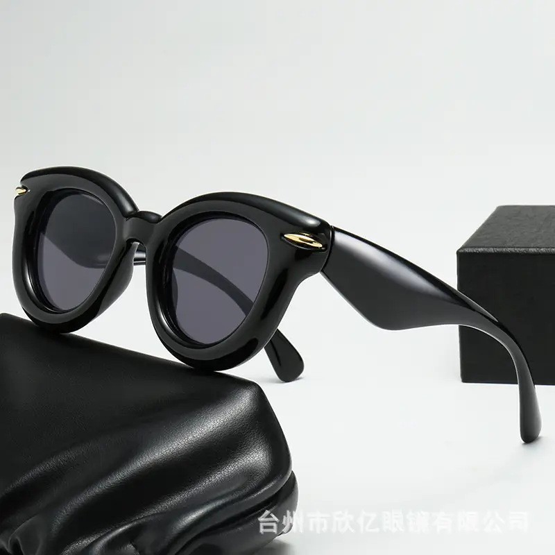 2023 New Cross-Border Round Frame Sunglasses Cream Brown