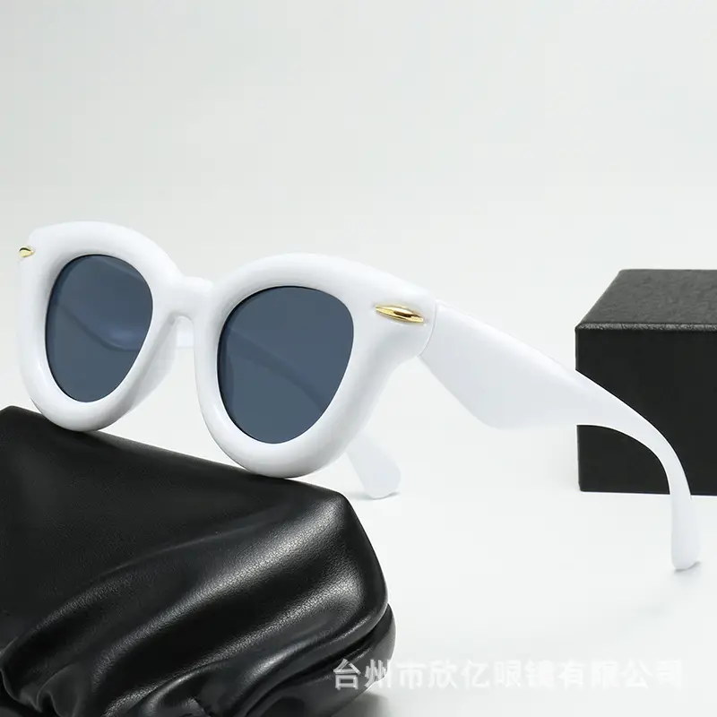 2023 New Cross-Border Round Frame Sunglasses Cream Brown - Image 5