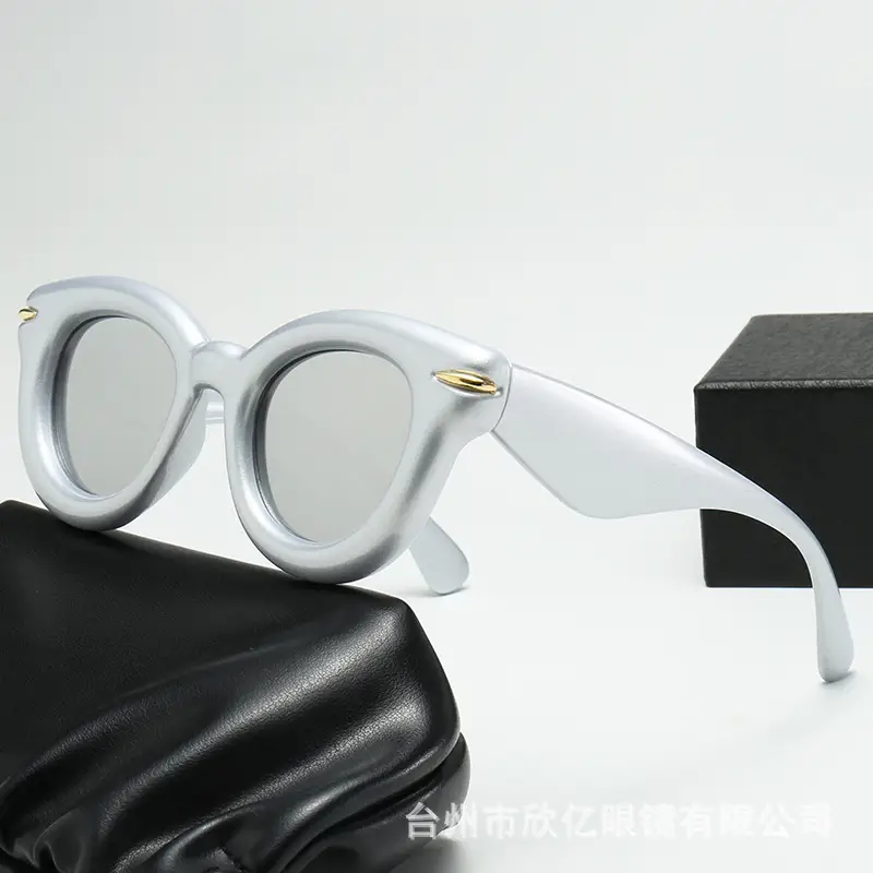 2023 New Cross-Border Round Frame Sunglasses Cream Brown - Image 6