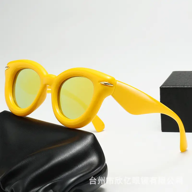 2023 New Cross-Border Round Frame Sunglasses Cream Brown - Image 7