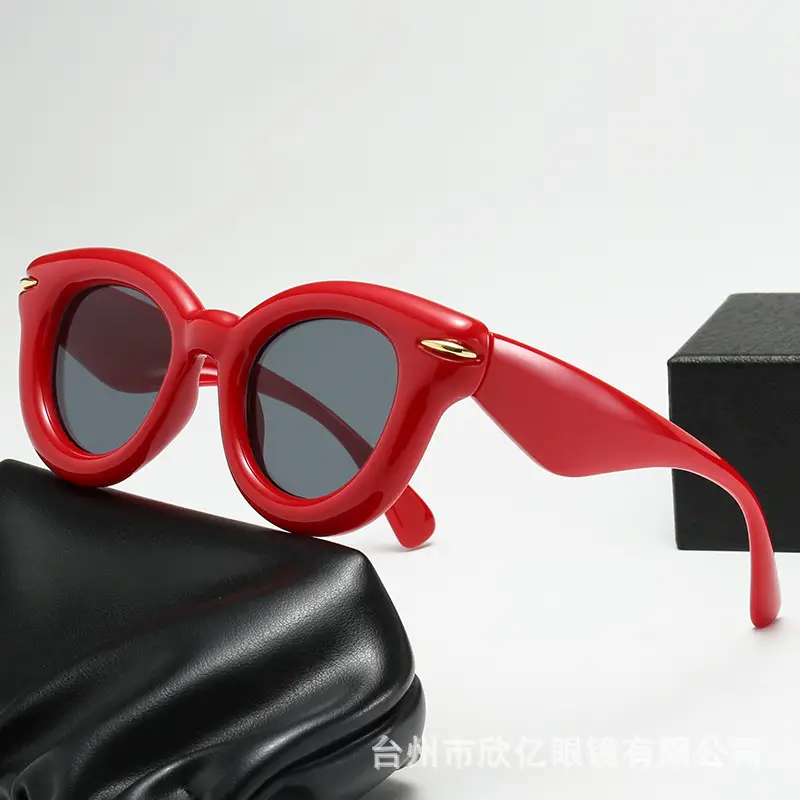 2023 New Cross-Border Round Frame Sunglasses Cream Brown - Image 8