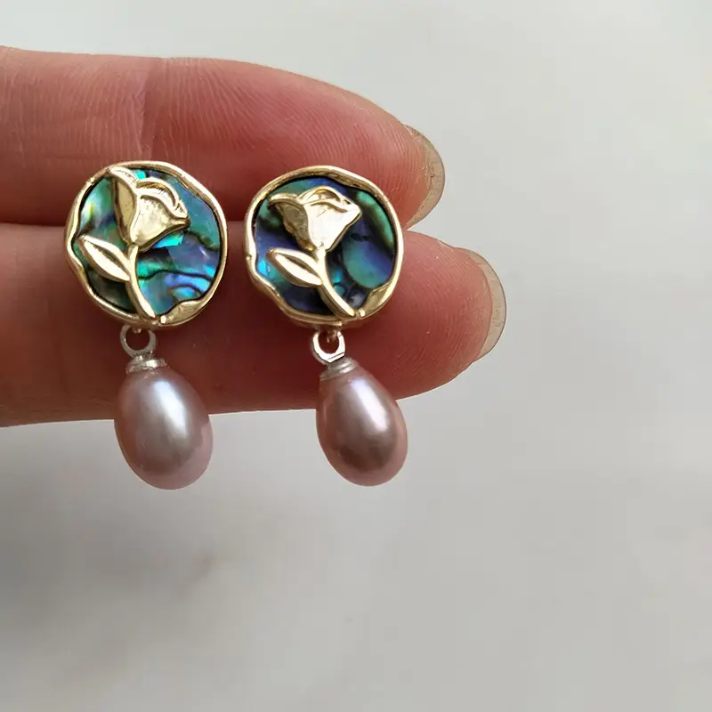 S925 Gold Pearl Geometric Earrings Light Luxury New Style - Image 5
