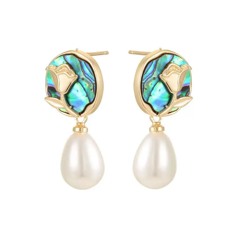 S925 Gold Pearl Geometric Earrings Light Luxury New Style - Image 8