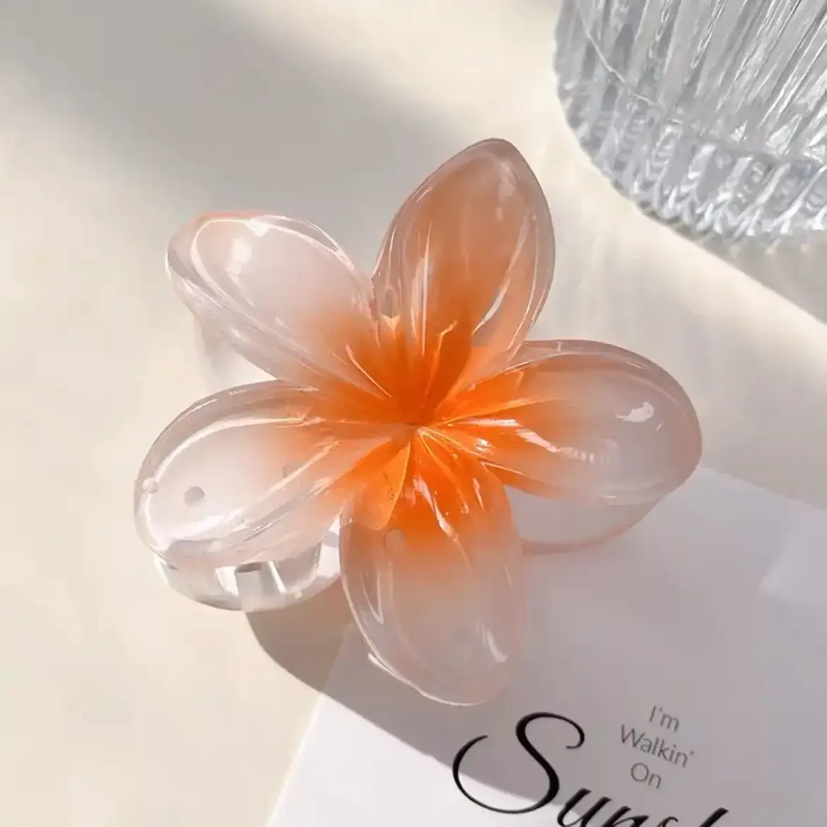 Orange Flower Cross-Country Egg Clip Back Head Clip - Image 5