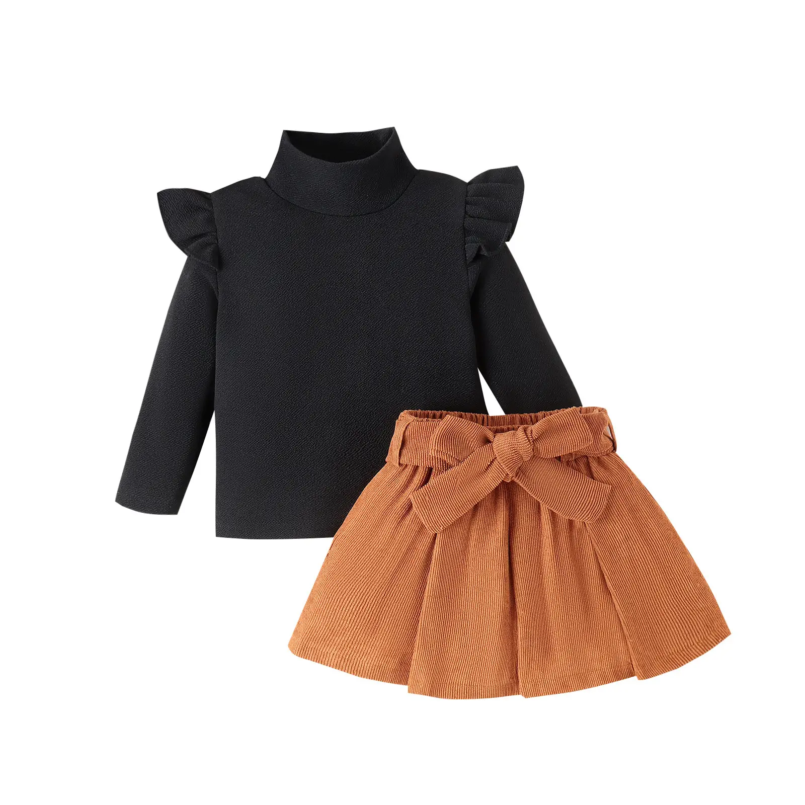 Baoxi Girls Cross-Country Sweater Skirt Set Brown Beige — feature 20