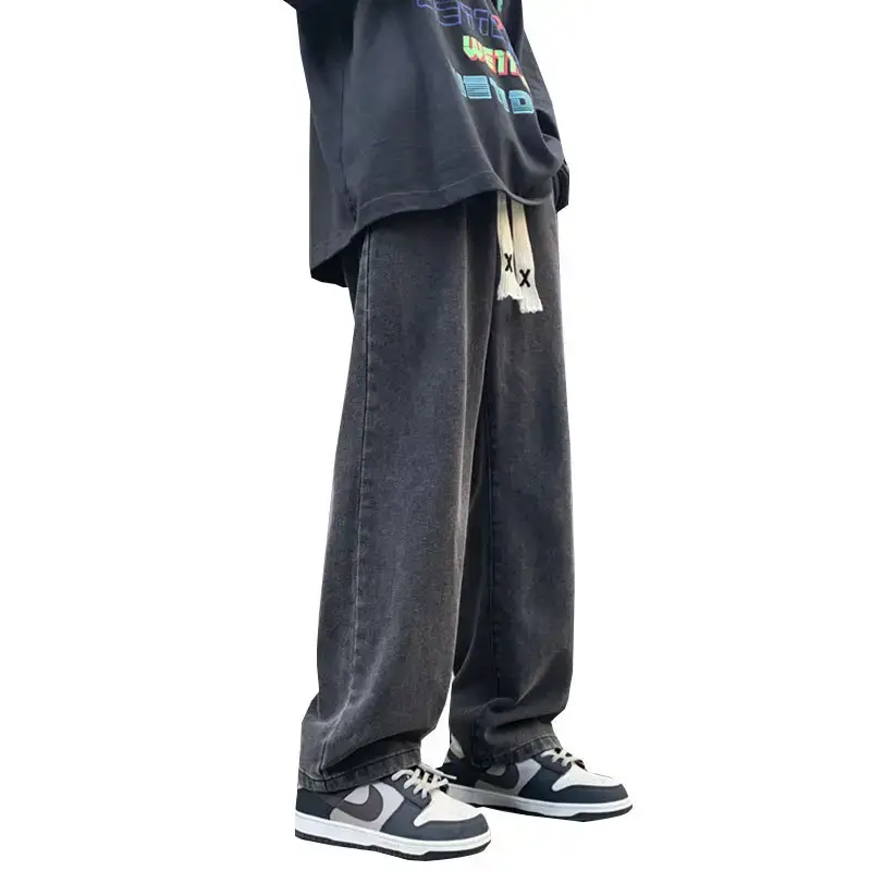 Men Wide Leg Jeans American High Street Spring Trousers