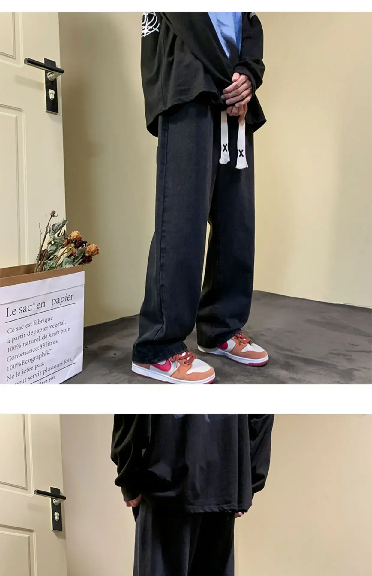 Men Wide Leg Jeans American High Street Spring Trousers — feature 13