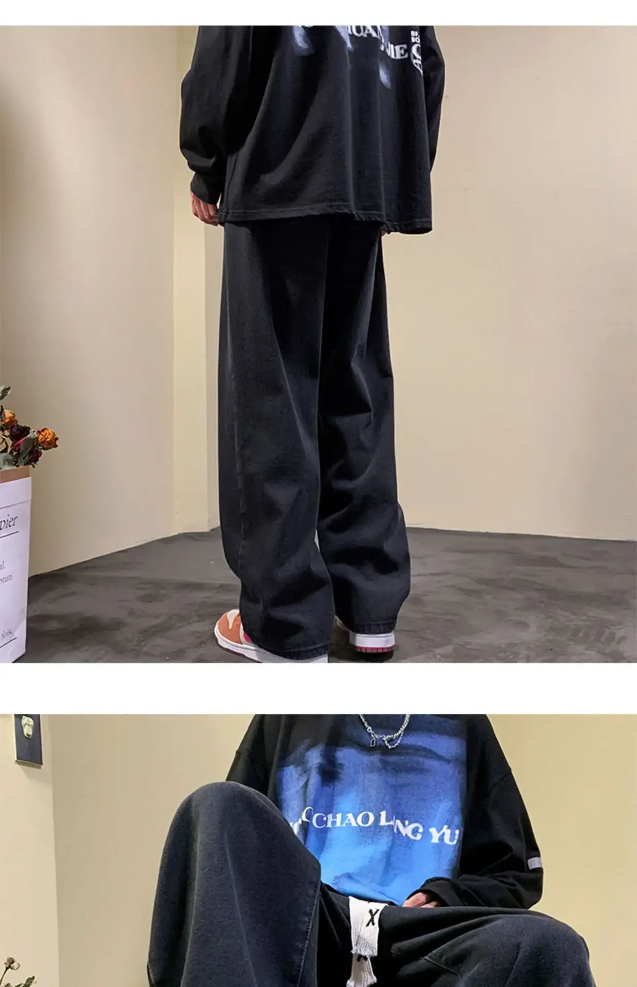 Men Wide Leg Jeans American High Street Spring Trousers — feature 14
