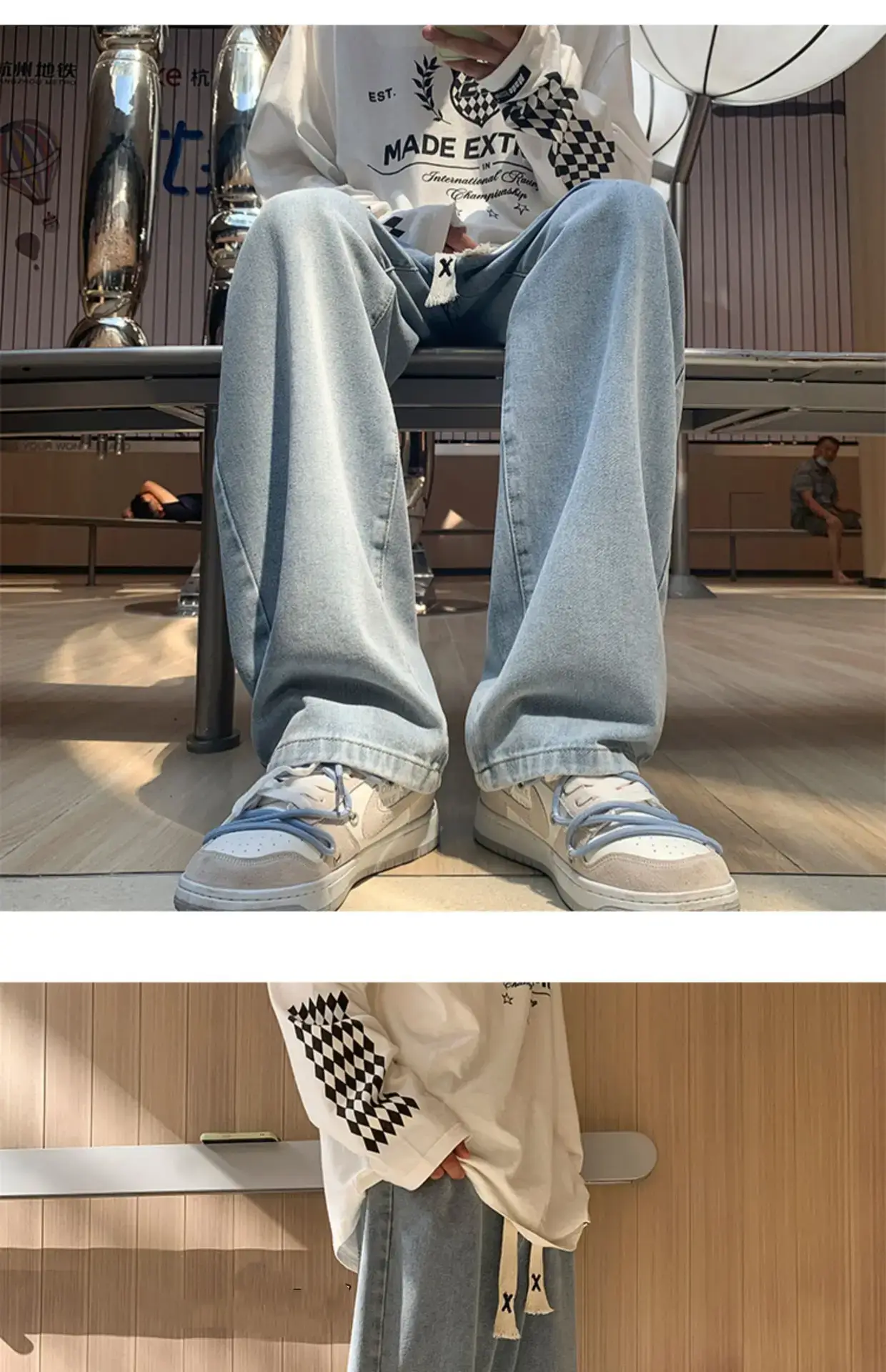 Men Wide Leg Jeans American High Street Spring Trousers — feature 5