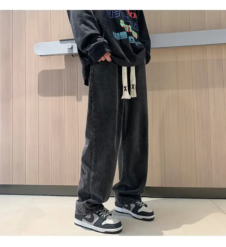Men Wide Leg Jeans American High Street Spring Trousers — feature 9