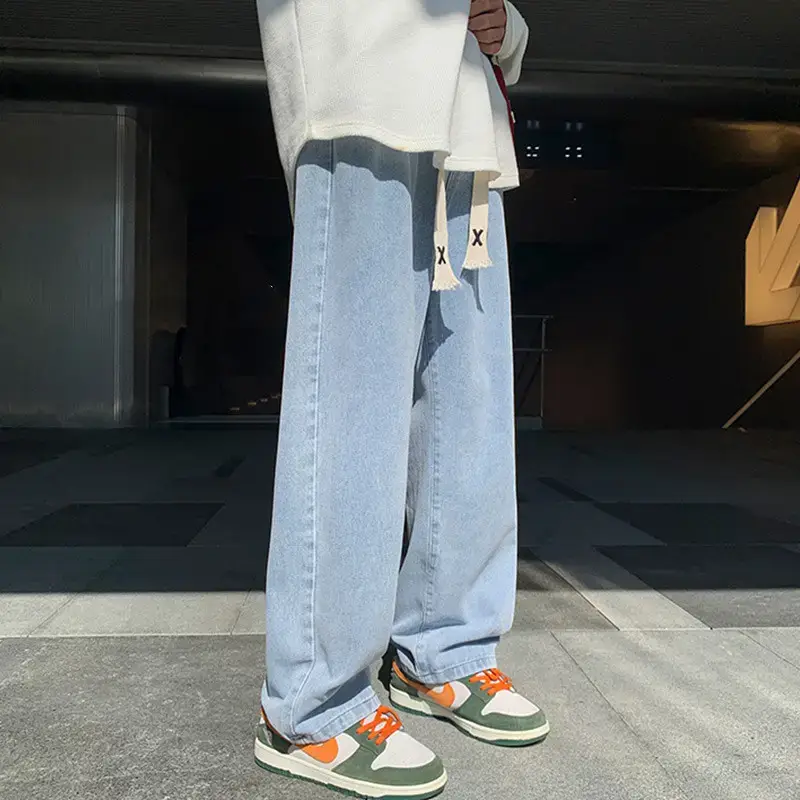 Men Wide Leg Jeans American High Street Spring Trousers