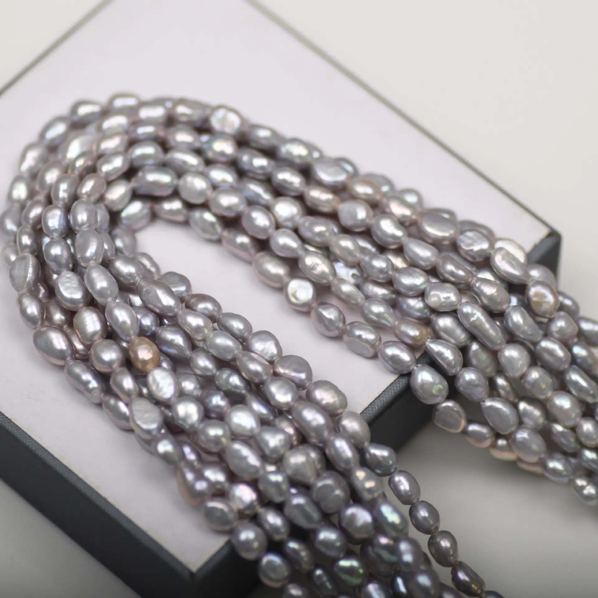 Baroque Natural Grey Pearl Necklace DIY Semi-finished - Image 3