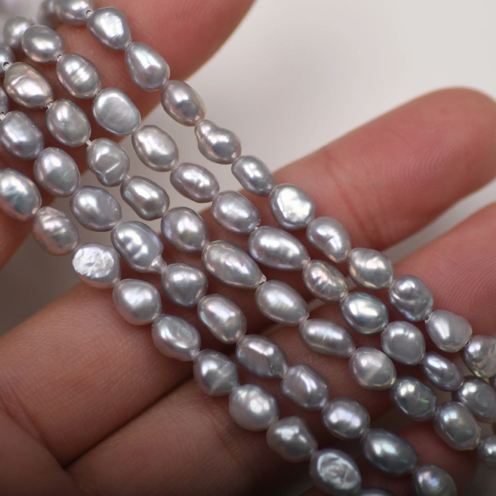Baroque Natural Grey Pearl Necklace DIY Semi-finished - Image 4