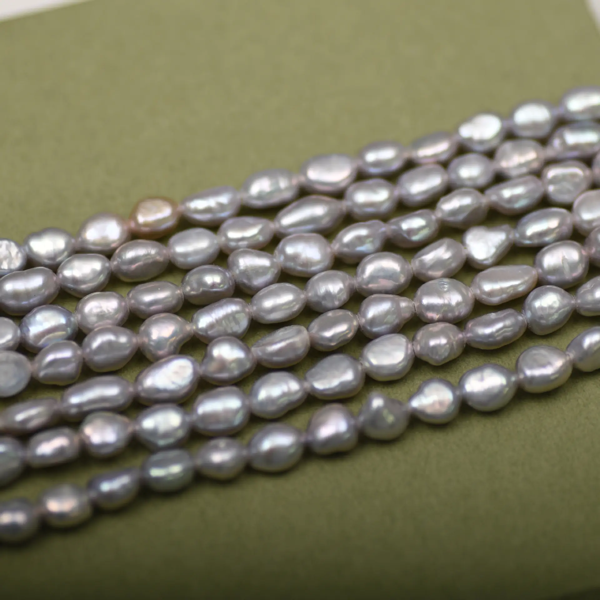 Baroque Natural Grey Pearl Necklace DIY Semi-finished - Image 5