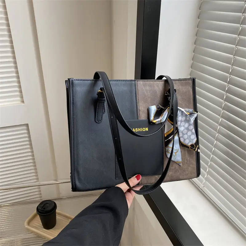 Korean Retro Shoulder Tote Bag Black 2023 Winter - Image 6