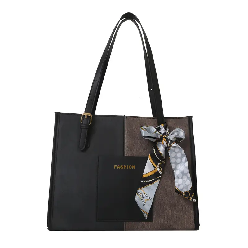 Korean Retro Shoulder Tote Bag Black 2023 Winter - Image 7