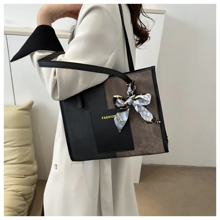 Korean Retro Shoulder Tote Bag Black 2023 Winter — feature 14