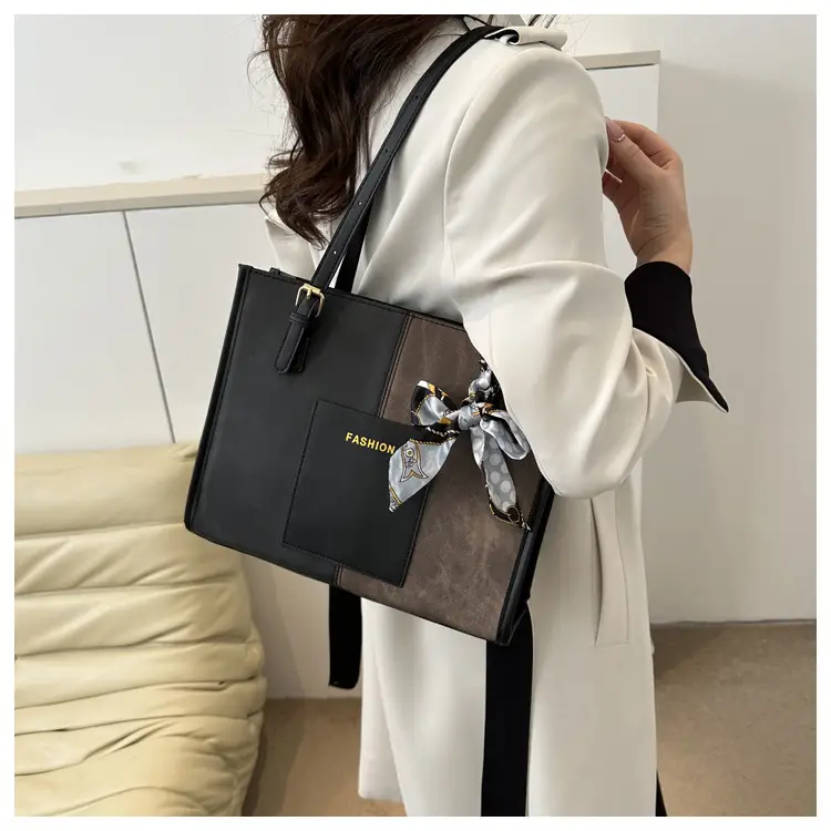 Korean Retro Shoulder Tote Bag Black 2023 Winter — feature 15
