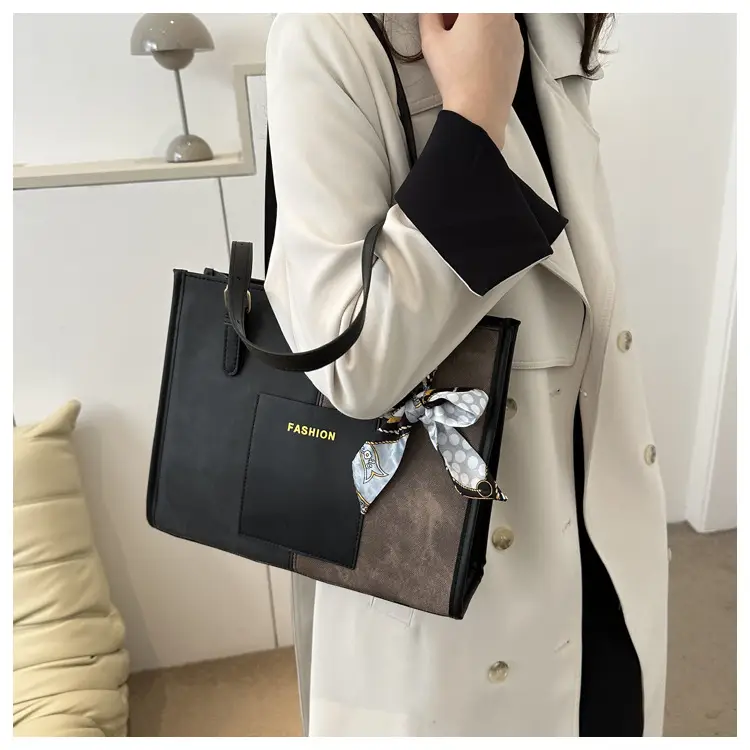 Korean Retro Shoulder Tote Bag Black 2023 Winter — feature 16