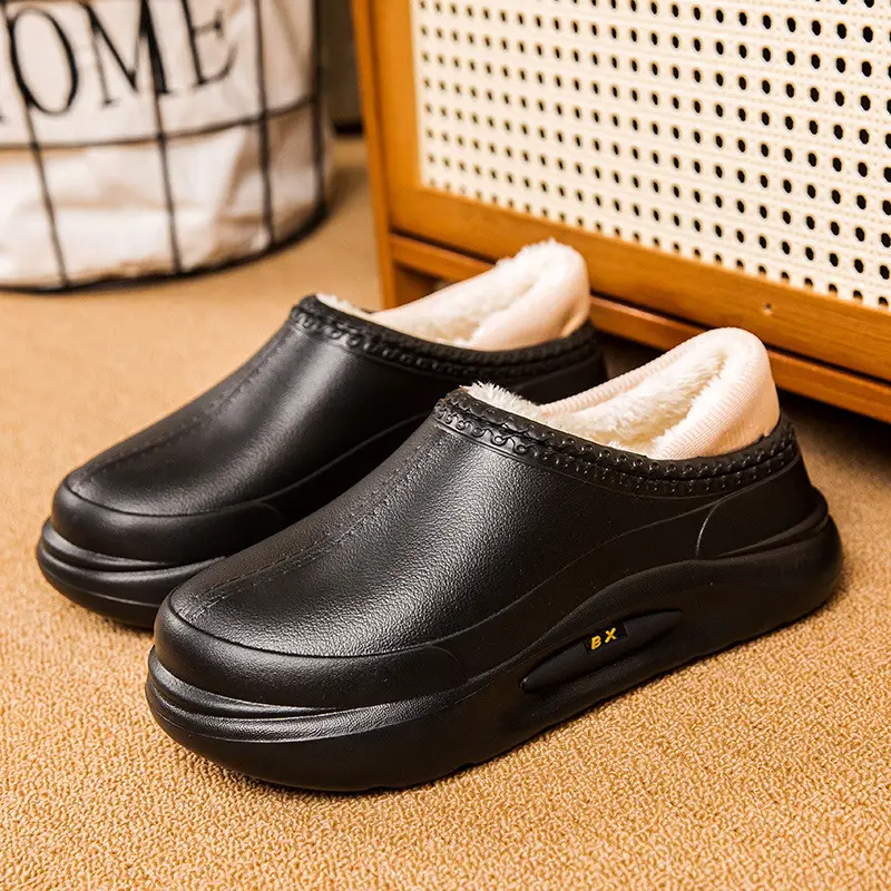 Cotton Shoes Couple's Bag Heel Waterproof fleece-lined Warm Cotton Slippers Platform Men's Slippers Lazy Shoes Trendy Mao Mao Slippers - Image 25