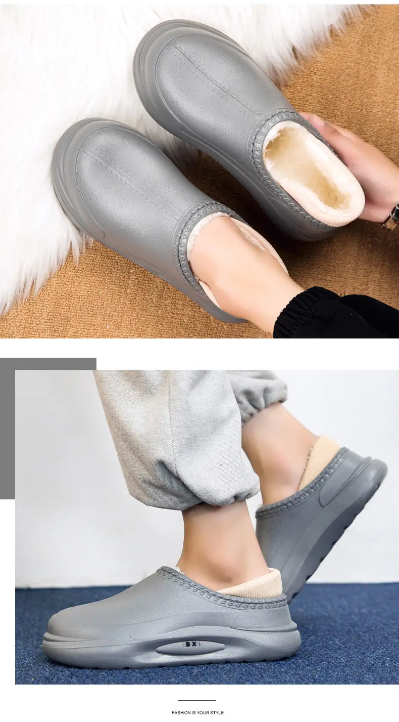 Cotton Shoes Couple's Bag Heel Waterproof fleece-lined Warm Cotton Slippers Platform Men's Slippers Lazy Shoes Trendy Mao Mao Slippers — feature 11