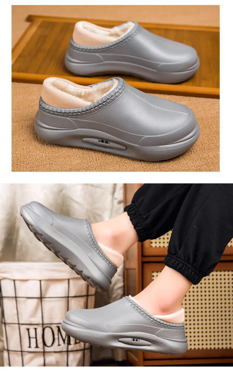 Cotton Shoes Couple's Bag Heel Waterproof fleece-lined Warm Cotton Slippers Platform Men's Slippers Lazy Shoes Trendy Mao Mao Slippers — feature 12