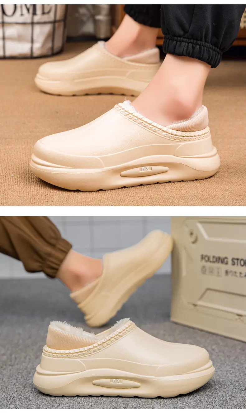 Cotton Shoes Couple's Bag Heel Waterproof fleece-lined Warm Cotton Slippers Platform Men's Slippers Lazy Shoes Trendy Mao Mao Slippers — feature 13