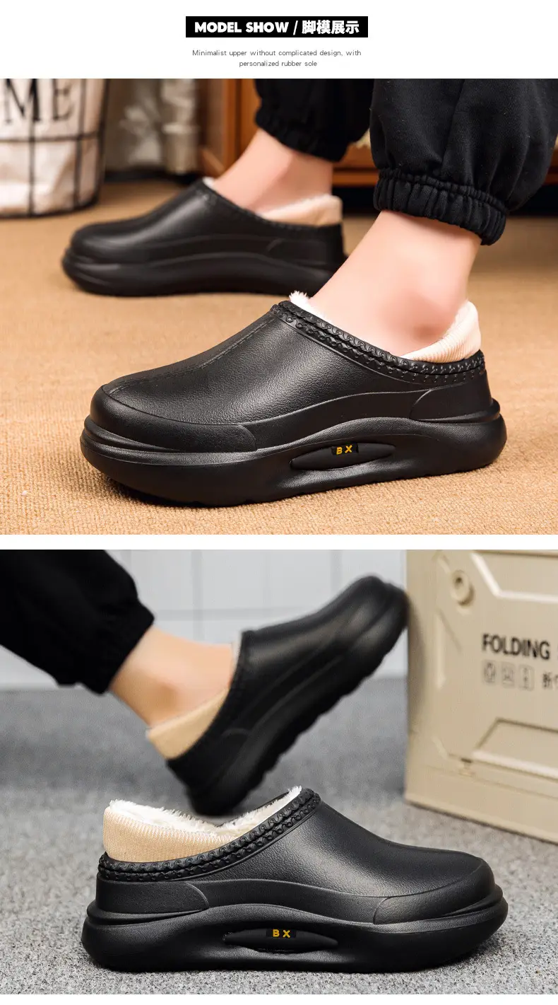 Cotton Shoes Couple's Bag Heel Waterproof fleece-lined Warm Cotton Slippers Platform Men's Slippers Lazy Shoes Trendy Mao Mao Slippers — feature 8