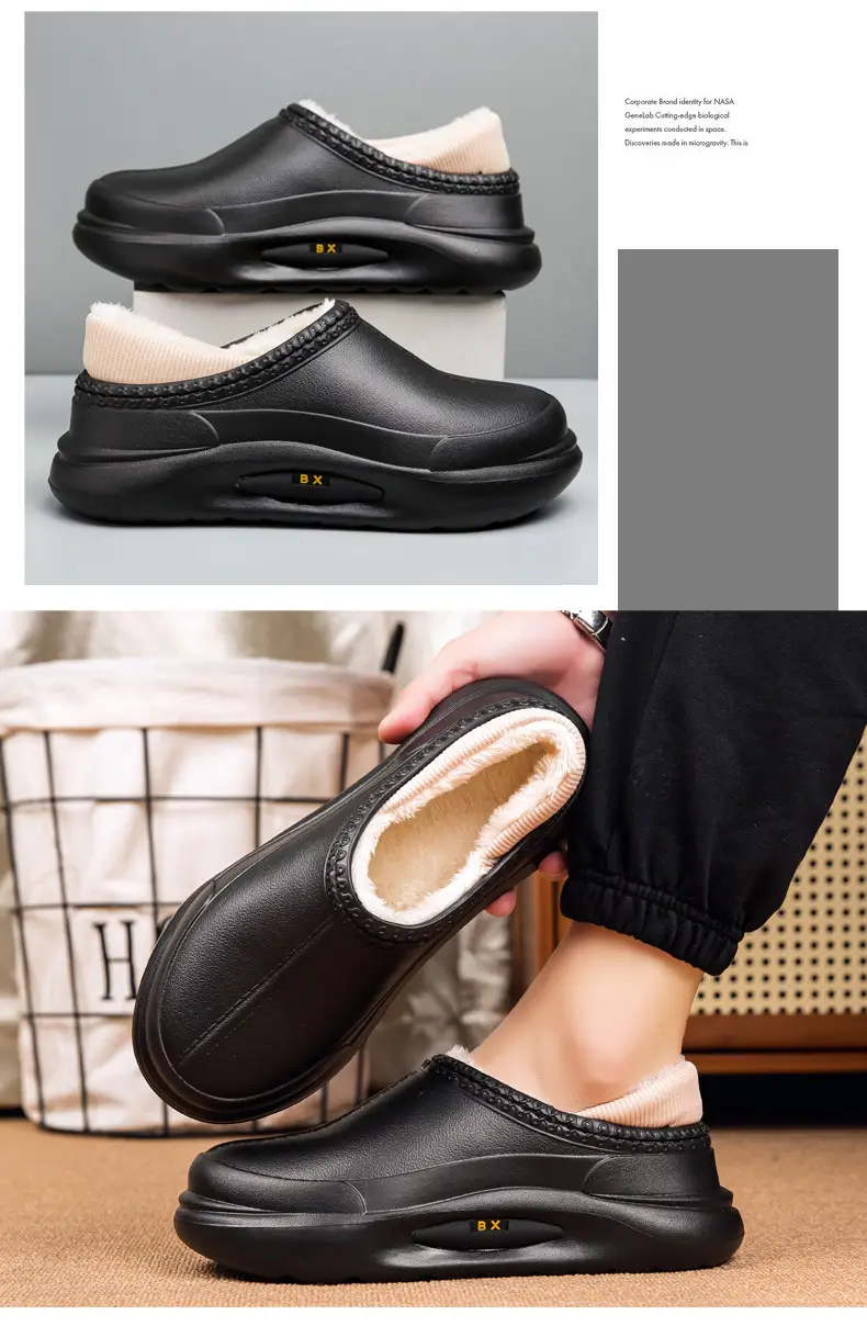 Cotton Shoes Couple's Bag Heel Waterproof fleece-lined Warm Cotton Slippers Platform Men's Slippers Lazy Shoes Trendy Mao Mao Slippers — feature 9