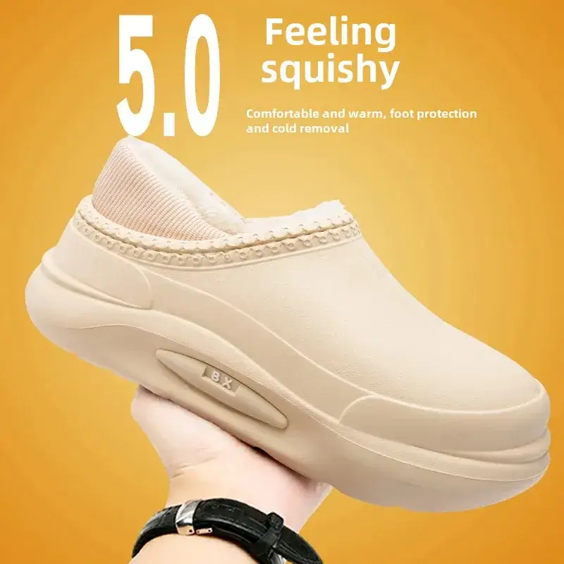 Cotton Shoes Couple's Bag Heel Waterproof fleece-lined Warm Cotton Slippers Platform Men's Slippers Lazy Shoes Trendy Mao Mao Slippers - Image 17