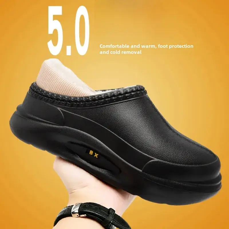 Cotton Shoes Couple's Bag Heel Waterproof fleece-lined Warm Cotton Slippers Platform Men's Slippers Lazy Shoes Trendy Mao Mao Slippers - Image 5