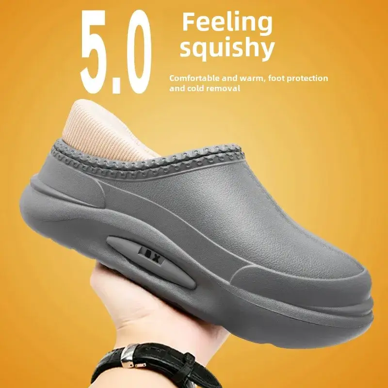 Cotton Shoes Couple's Bag Heel Waterproof fleece-lined Warm Cotton Slippers Platform Men's Slippers Lazy Shoes Trendy Mao Mao Slippers - Image 8