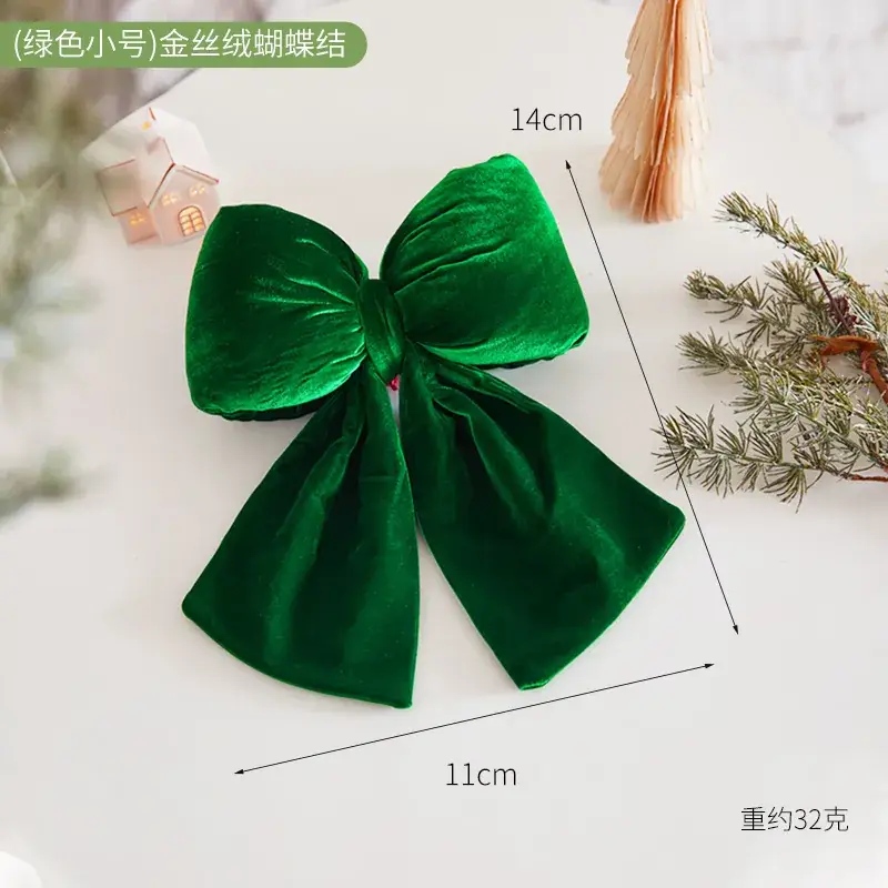 Green Velvet Bow Pendant for Christmas Decor - Image 9