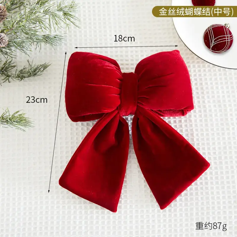 Green Velvet Bow Pendant for Christmas Decor - Image 2