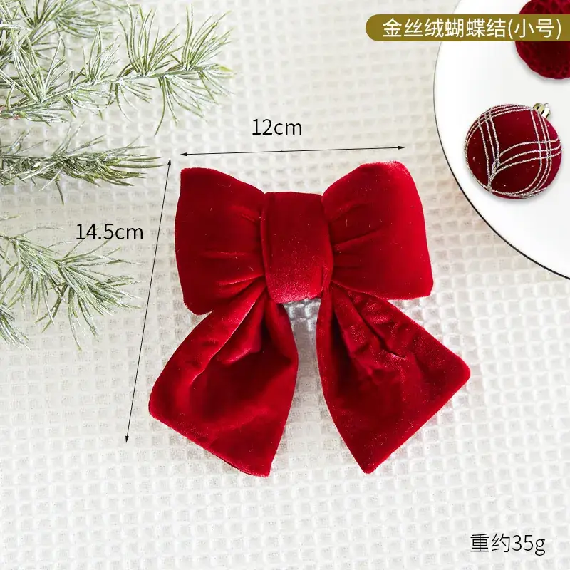 Green Velvet Bow Pendant for Christmas Decor - Image 3