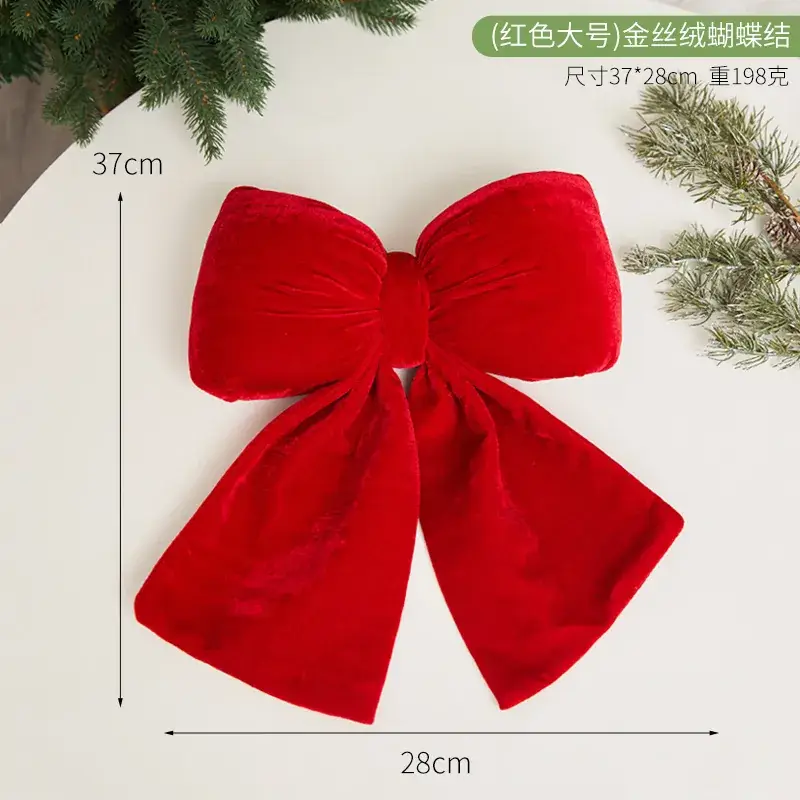 Green Velvet Bow Pendant for Christmas Decor - Image 4