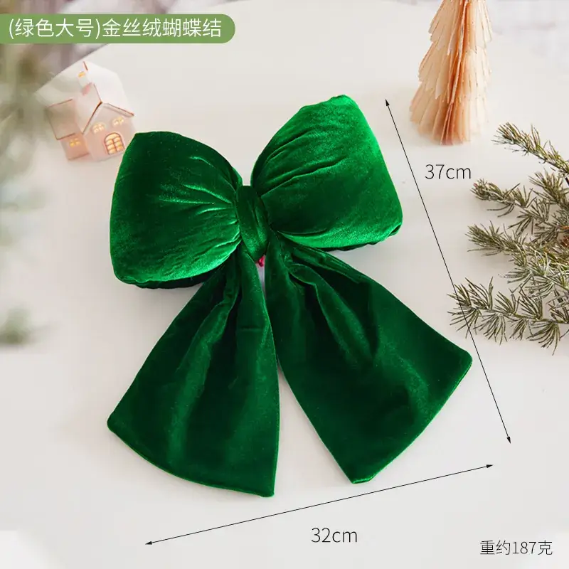Green Velvet Bow Pendant for Christmas Decor - Image 7