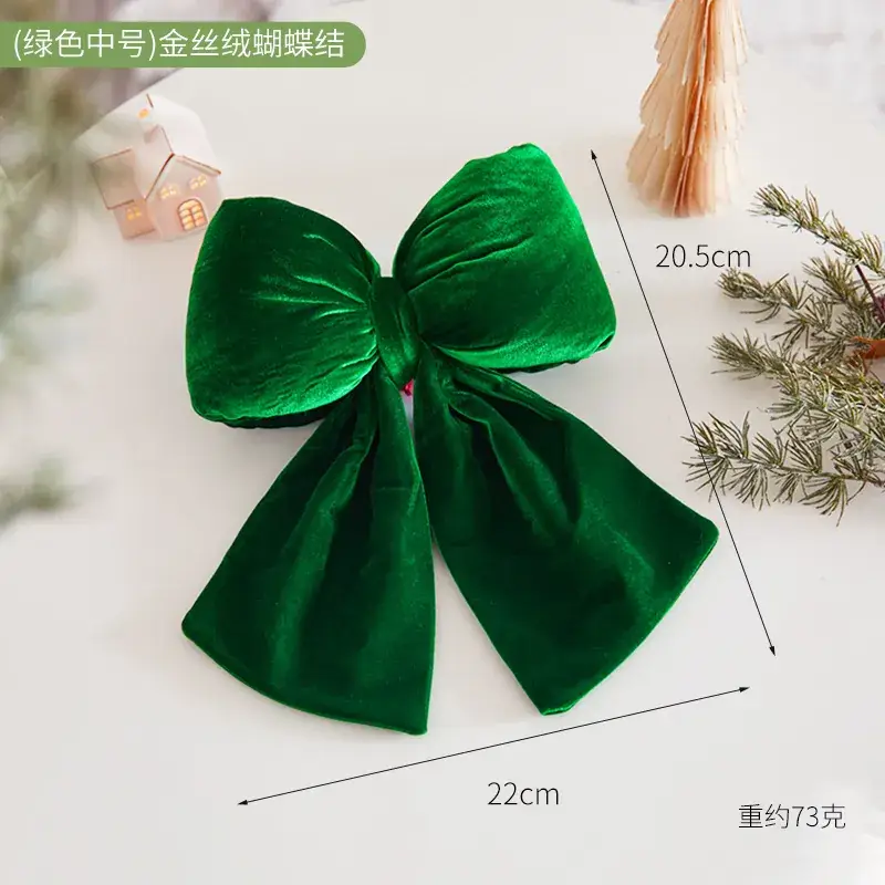 Green Velvet Bow Pendant for Christmas Decor - Image 8