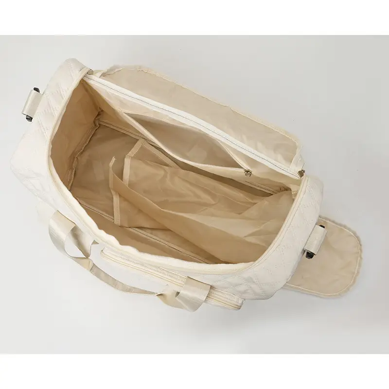 White Quilted Cross-Body Duffle Bag for Travel & Gym - Image 8